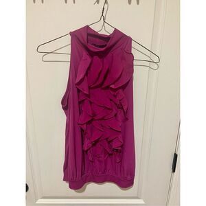 The Limited Ruffle high neck tank top magenta